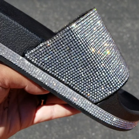 Last Size 7 💎🖤Black Sparkling Swarovski Sandal - Picture 6 of 7